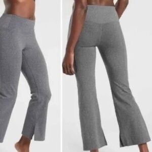 Athleta Bare Kick Heather Gray Side Slit Flared Yoga Pants size M